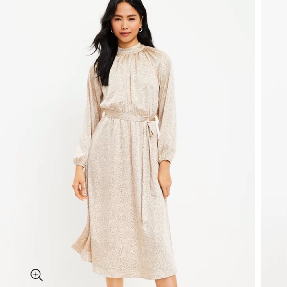 Loft Dotted Midi Dress